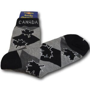 Souvenier Canada Canadian Socks Grey / Black Adult Mens - NWT.